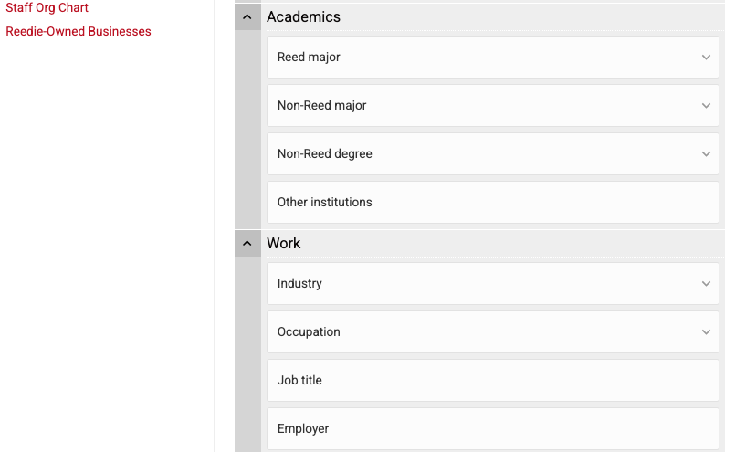 A screenshot of the Alumni Directory search fields